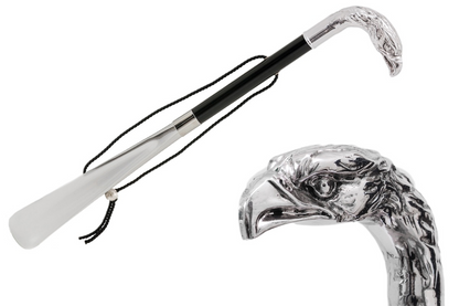 Silver-Plated Resin Handle Silver Eagle Shoehorn – Handmade in Italy