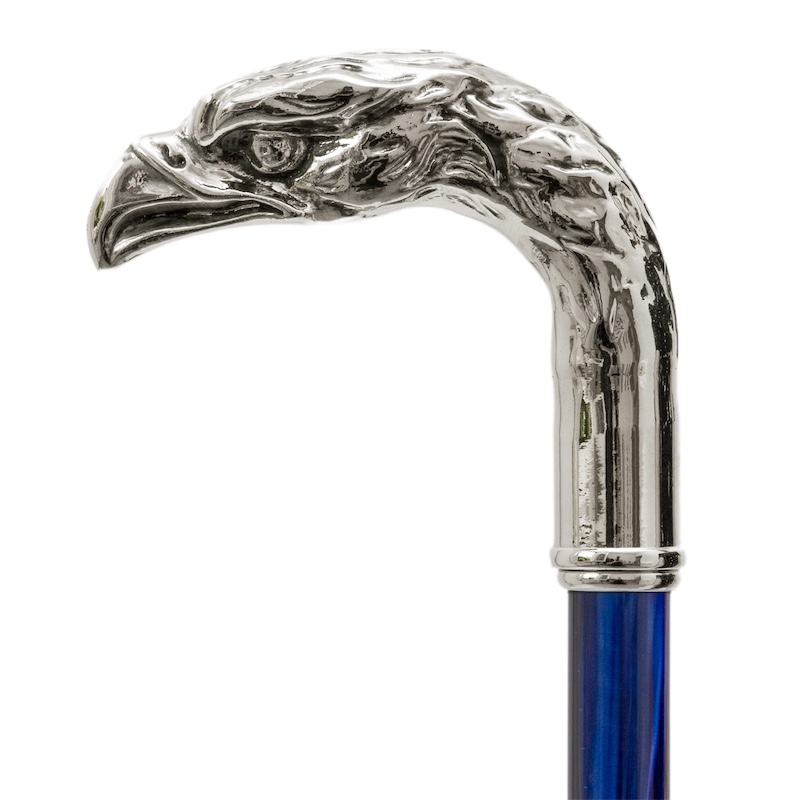 Unique Silver Eagle Handle Blue Shoehorn – Handmade in Italy