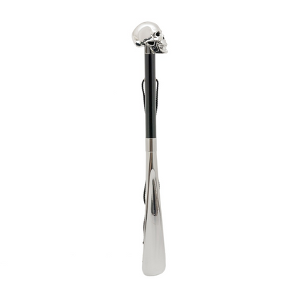 Silver Skull Silver Plated Resin Handle Shoehorn – Handmade in Italy