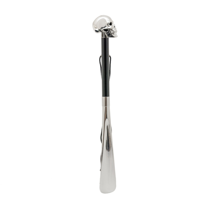 Silver Skull Silver Plated Resin Handle Shoehorn – Handmade in Italy