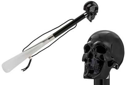 Luxury Black Skull Handle Shoehorn – Handmade in Italy