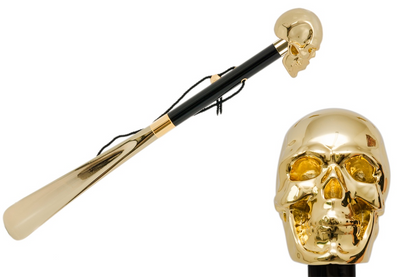 Gold Skull Gilt Resin Handle Shoehorn – Handmade in Italy
