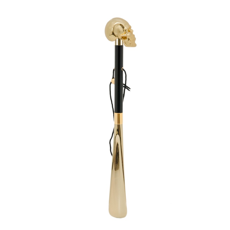 Gold Skull Gilt Resin Handle Shoehorn – Handmade in Italy
