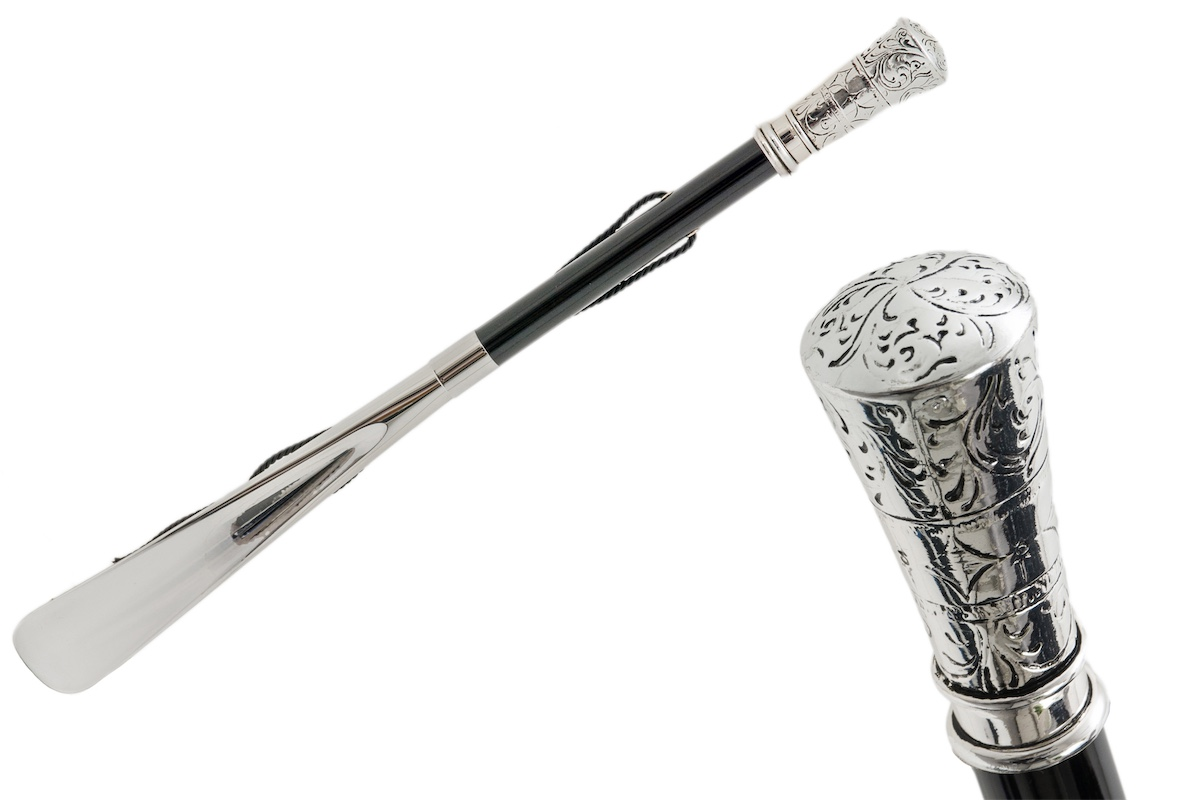 Classic Straight Silver-Plated Handle Shoehorn – Handmade in Italy