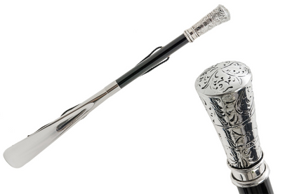 Classic Straight Silver-Plated Handle Shoehorn – Handmade in Italy