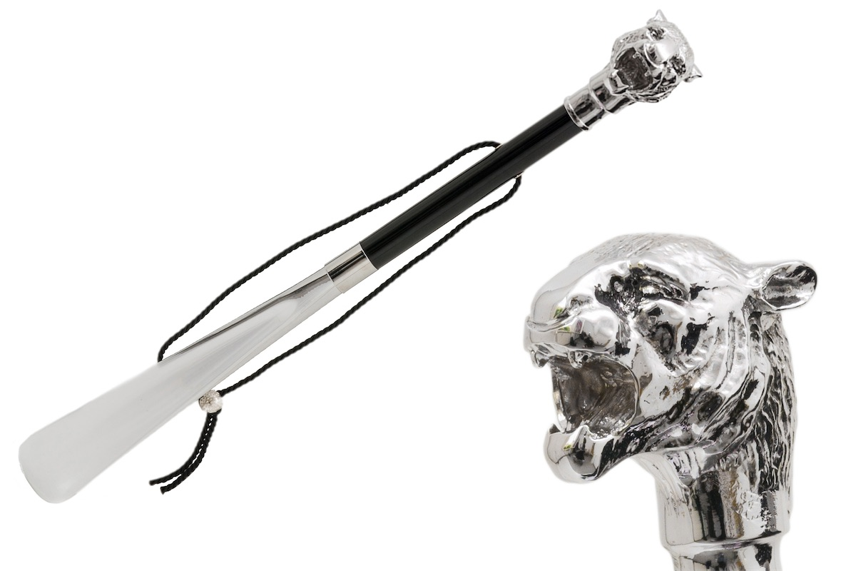 Metal Tiger Handle Silver Tiger Shoehorn – Handmade in Italy