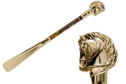 Elegant Gold Horse Handle Shoehorn – Handcrafted in Italy