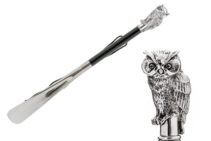 Exclusive Silver Owl Handle Shoehorn – Handmade in Italy