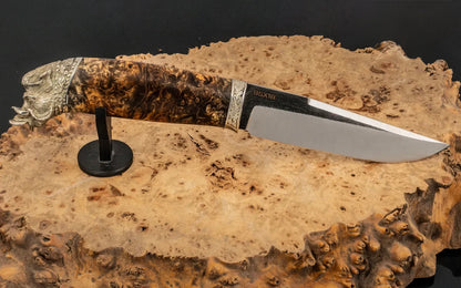 custom collectible knife with wild boar handle