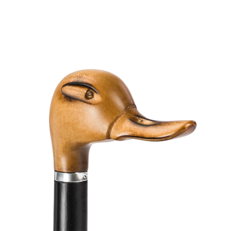 Hand Carved Duck Umbrella with Wooden Handle – Handmade in Italy