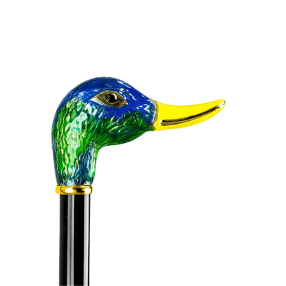 Duck Head Walking Cane – 24K Gold & Enamel Handle, Luxury Men’s Cane