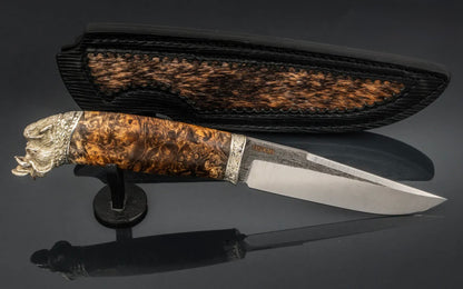 handmade knife with wild boar head pommel