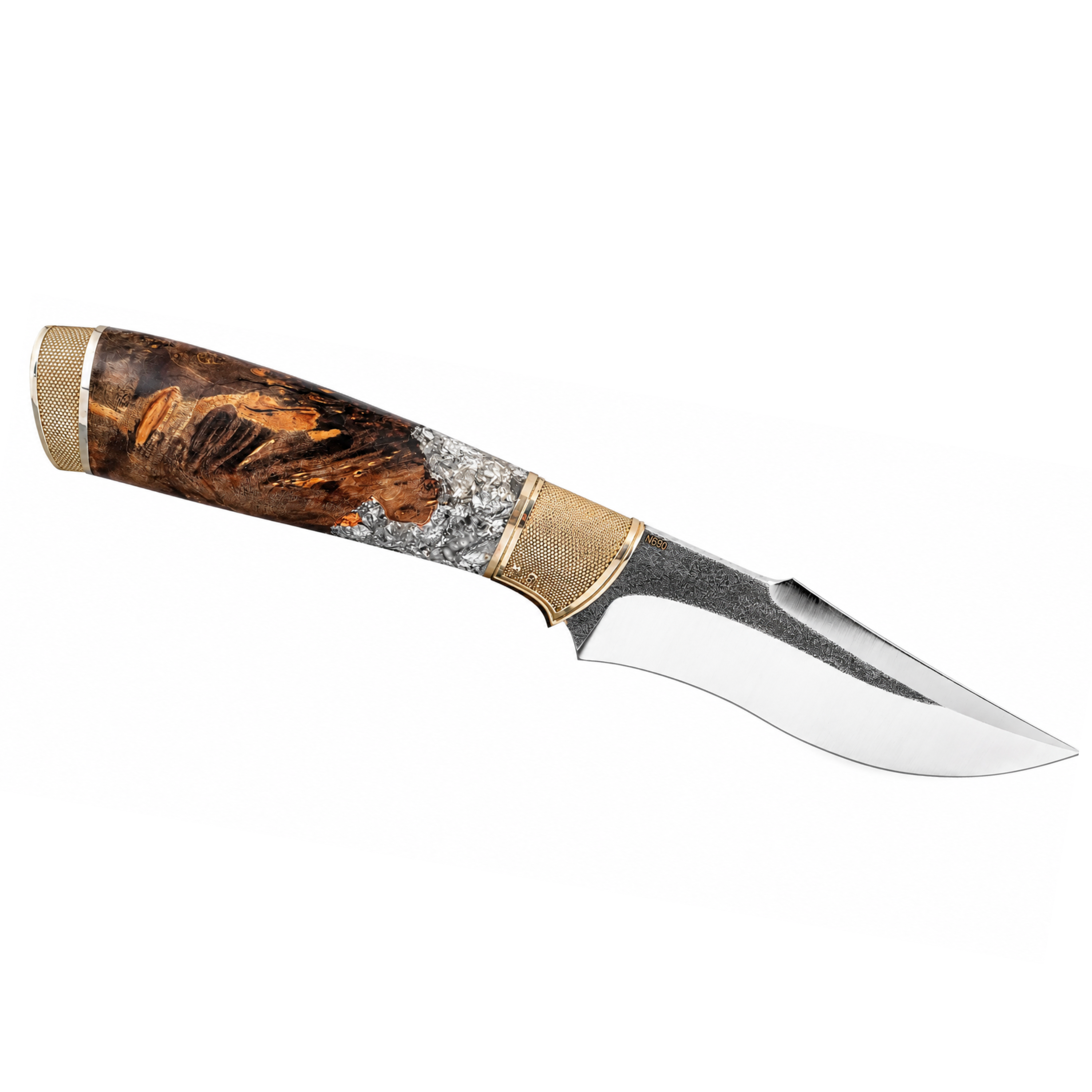luxury collectible knife with unique natural wood pattern