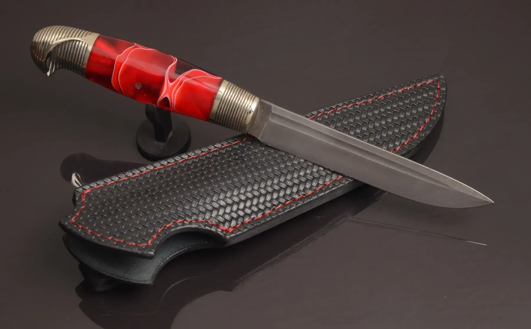 Red Designer Brutal Knife with a Strong Character - Elegant Knives