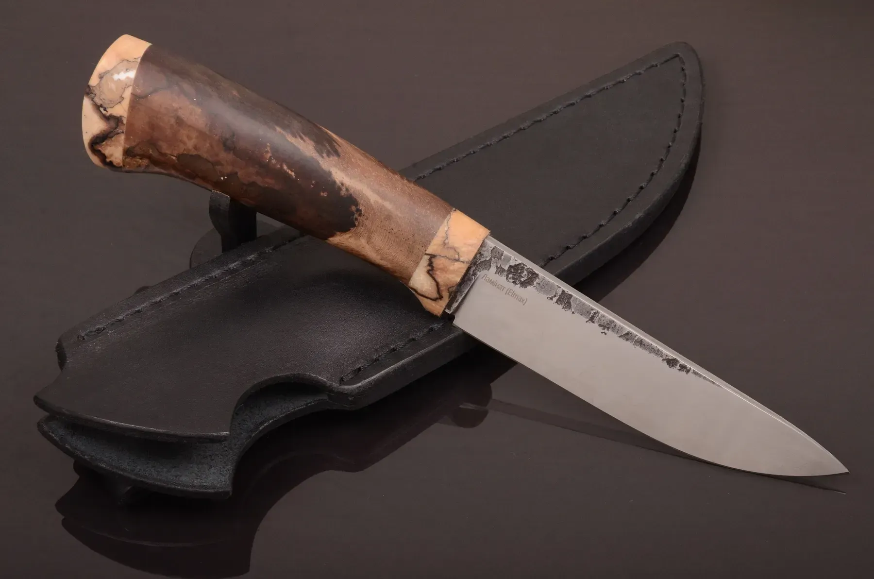Handmade Exclusive Knife with Stabilized Walnut Handle