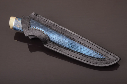 Collectible Knife Ocean with Mosaic Damascus Steel and Birch Handle