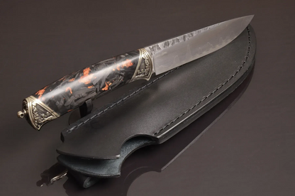 Exclusive Collectible Knife with Carbon Handle and Python Leather Sheath