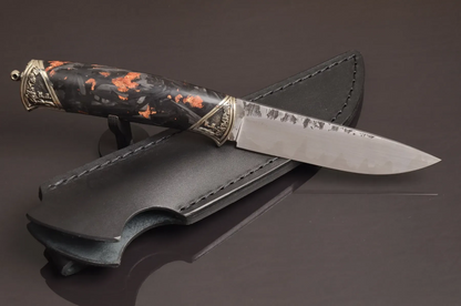 Exclusive Collectible Knife with Carbon Handle and Python Leather Sheath