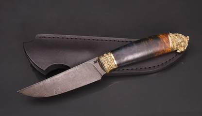 Exclusive Handmade Damascus Steel Knife with Maple Burl Handle - Elegant Knives