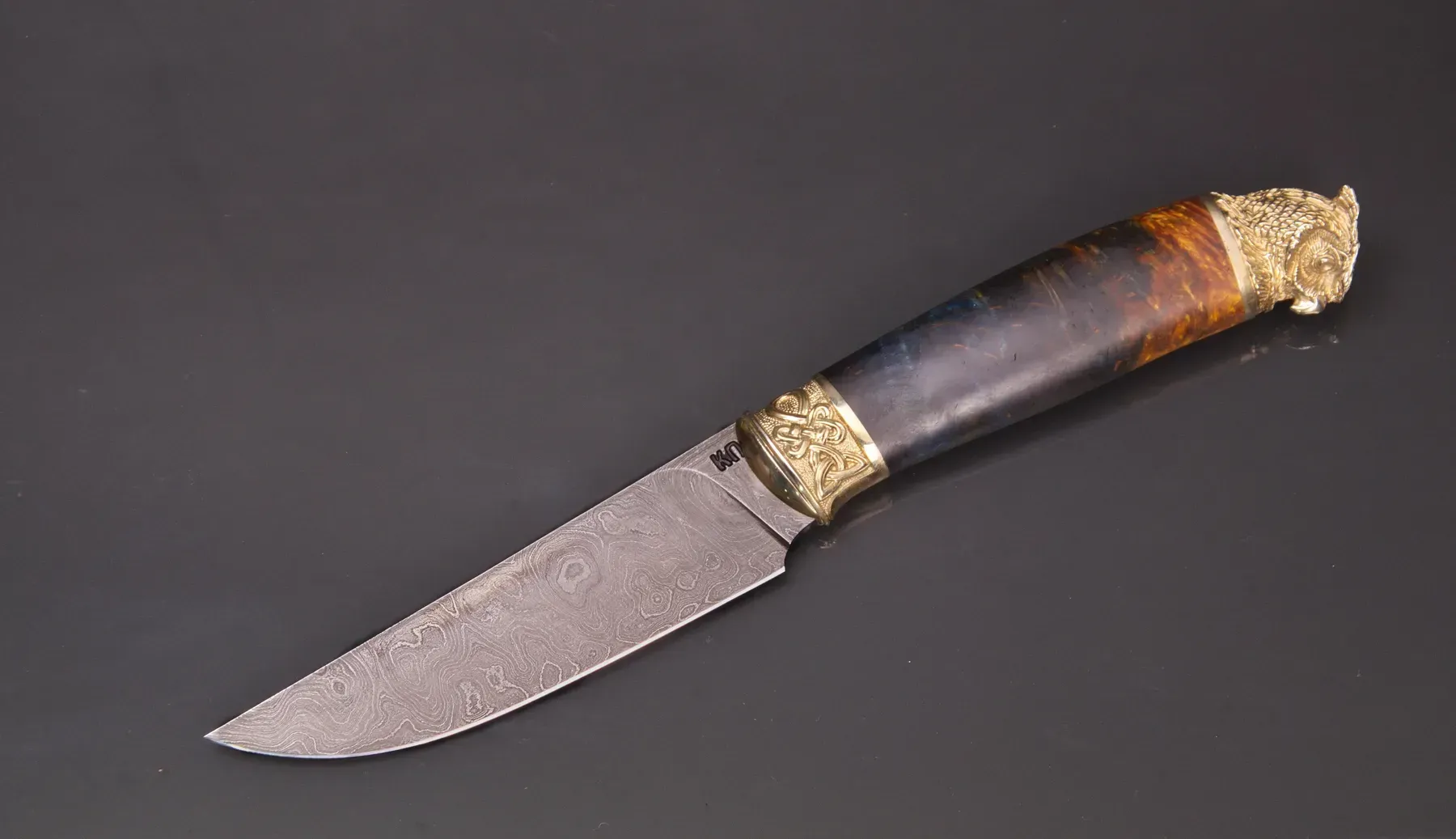 Exclusive Handmade Damascus Steel Knife with Maple Burl Handle - Elegant Knives