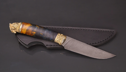 Exclusive Handmade Damascus Steel Knife with Maple Burl Handle - Elegant Knives