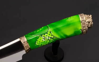 Handmade N690 Steel Knife with Acrylic Handle and Mask Motif