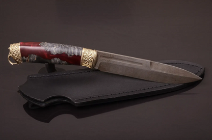 Handmade Classic Knife with Damascus Steel Blade and Hybrid Handle - Elegant Knives