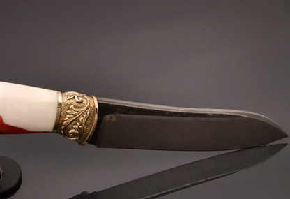 Handmade Knife – N690 Steel with Stabilized Maple Burl Handle - Elegant Knives