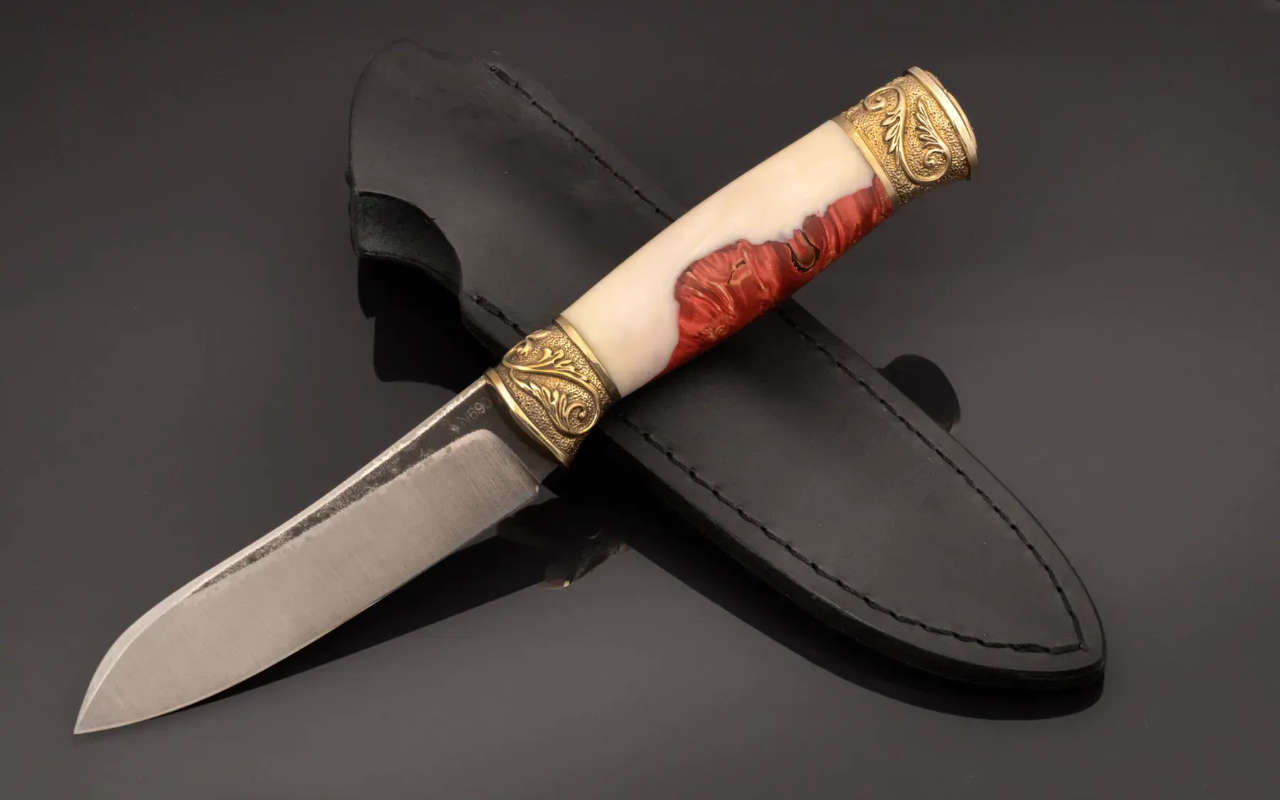Handmade Knife – N690 Steel with Stabilized Maple Burl Handle - Elegant Knives