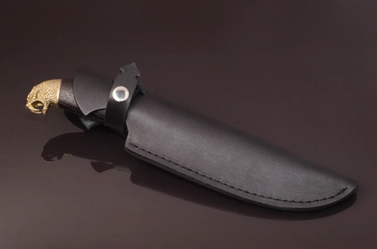 Snake-Style Knife with Etched Stainless Blade and Oak Handle
