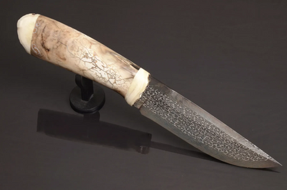 Exclusive Mosaic Damascus Knife with Mammoth Tooth Handle