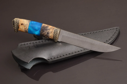 Handmade Damascus Knife – Designer Handle with Chain Casting - Elegant Knives