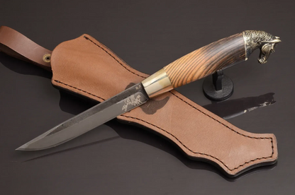 Mustang Handmade Knife with Walnut Handle & N690 Steel Blade - Elegant Knives