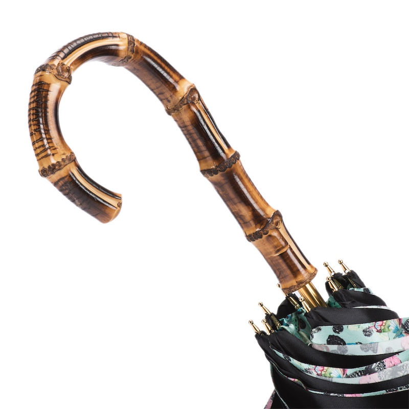 Butterfly Print Umbrella with Bamboo Handle – Handmade in Italy