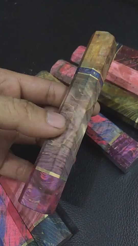 colored burl wood handle