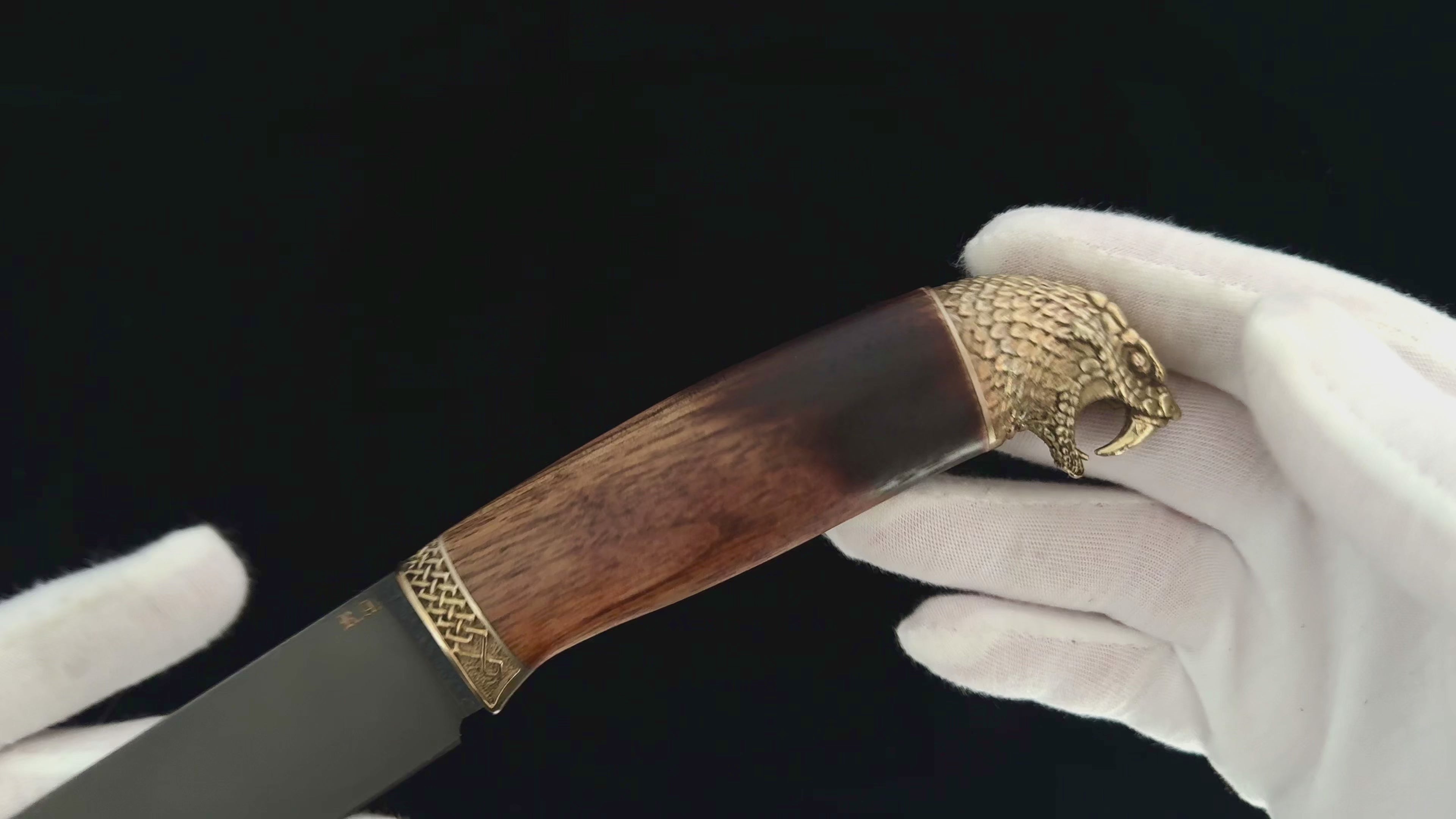 Python Author Handmade Art Knife Collectible Sculpture with Walnut Handle