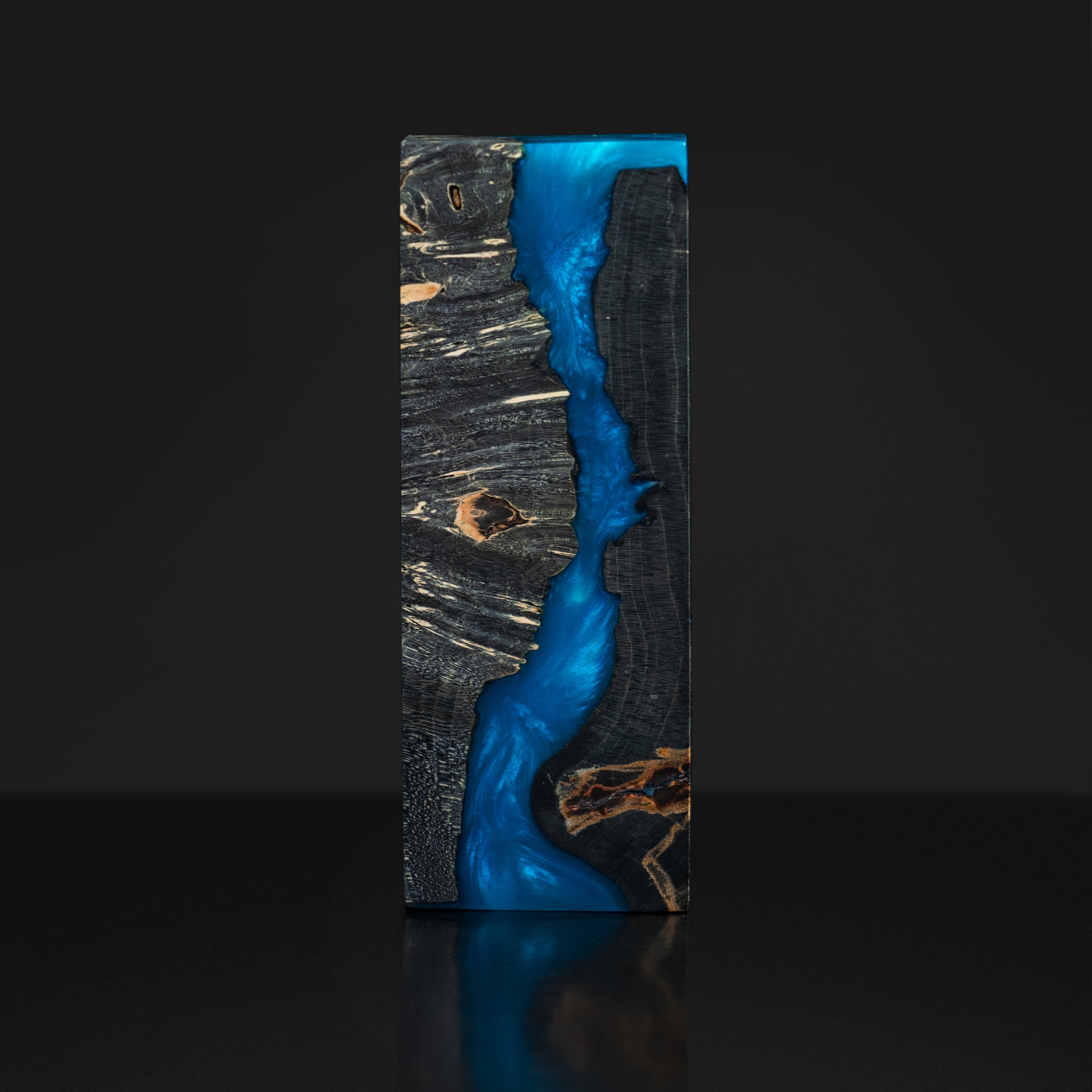 Maple burl stabilized wood in blue