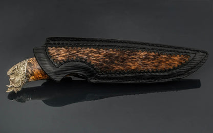 unique handmade knife with boar head handle